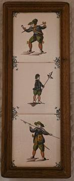 Drie Harlinger tegels in lijst, Ophalen of Verzenden