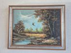 Olieverf schilderij Landschap met Vogel, Antiek en Kunst, Kunst | Schilderijen | Klassiek, Ophalen