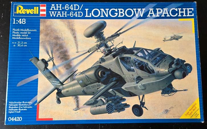 Revell AH-64D / WAH-64D Longbow Apache 1:48 NL decals, Hobby en Vrije tijd, Modelbouw | Vliegtuigen en Helikopters, Zo goed als nieuw