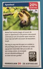 Kortingsbon Apenheul (20% korting), Tickets en Kaartjes, Drie personen of meer, Kortingskaart