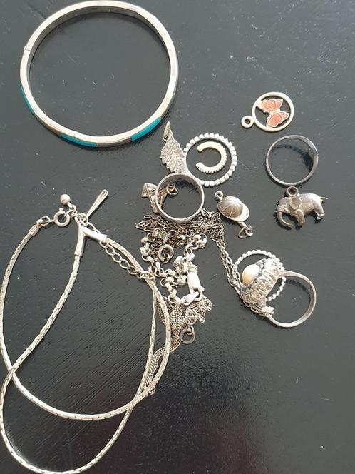 Gebruikte zilveren sieraden ringen ketting armband, Sieraden, Tassen en Uiterlijk, Oorbellen, Gebruikt, Zilver, Zilver, Ophalen of Verzenden