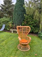 Vintage peacock rattan chair Gio Ponti rotan fauteuil, Huis en Inrichting, Fauteuils, Ophalen, Gebruikt, Vintage modern, 50 tot 75 cm