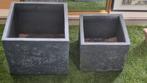 2 van fiberclay gemaakte plantenbakken, Tuin en Terras, Bloembakken en Plantenbakken, Ophalen, Minder dan 60 cm, Vierkant, Zo goed als nieuw