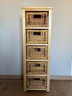 Ladenkastje met rieten manden, Huis en Inrichting, Ophalen, Minder dan 50 cm, Gebruikt, 5 laden of meer