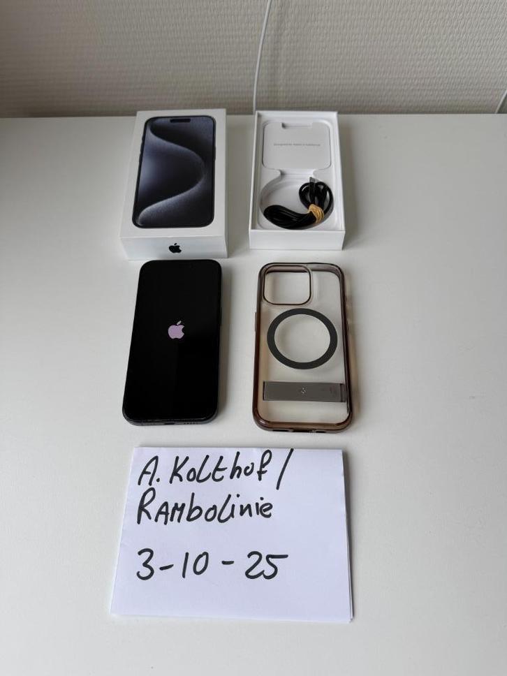 Iphone 15 Pro 256 Gb Compleet incl Spigen Hoes, Telecommunicatie, Mobiele telefoons | Apple iPhone, Gebruikt, 256 GB, Zonder abonnement