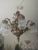 Antieke bronzen kristallen cupidos engelen kroonluchter, Ophalen of Verzenden, Zo goed als nieuw