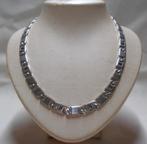 Zilveren platte heren schakel ketting nr.404, Verzenden, Zo goed als nieuw, Zilver, Zilver