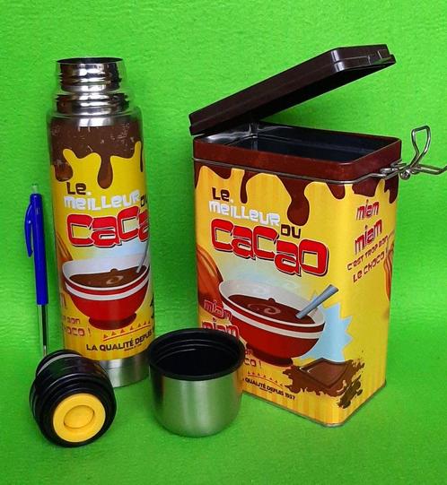 NIEUWE Cacao SET : Klip Blik + bijpassende Thermosfles, Huis en Inrichting, Keuken | Keukenbenodigdheden, Nieuw, Ophalen of Verzenden
