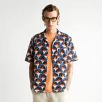 retro BLOUSE Zara Man mt S -als nieuw- vintage skate look, Blauw, Ophalen of Verzenden, Zo goed als nieuw, Overige halswijdtes