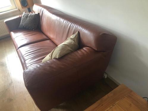 leren bank, Huis en Inrichting, Banken | Bankstellen, Gebruikt, Rechte bank, Driepersoons, 200 tot 250 cm, Minder dan 75 cm, Leer