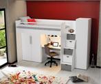 Neo hoogslaper met bureau en twee kledingkasten - 90x200 - W, Huis en Inrichting, Slaapkamer | Stapelbedden en Hoogslapers, Nieuw