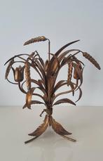Vintage vergulde kandelaar idvv een bos korenaren, Hans Kögl, Gebruikt, 25 tot 50 cm, Ophalen of Verzenden, Metaal