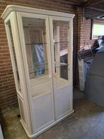 Witte Vitrinekast met Glazen Deuren, Huis en Inrichting, Kasten | Vitrinekasten, Ophalen, 100 tot 150 cm, Glas, Klassiek