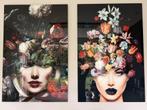 Poster Junkie plexiglas Flower woman 2 x (150x100cm), Huis en Inrichting, Ophalen, 75 tot 100 cm, 75 cm of meer, Print