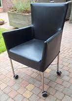 zwart lederen eetkamer/keuken, of kantoorstoelen op wieltjes, Ophalen, Zo goed als nieuw, Zwart, Vijf, Zes of meer stoelen