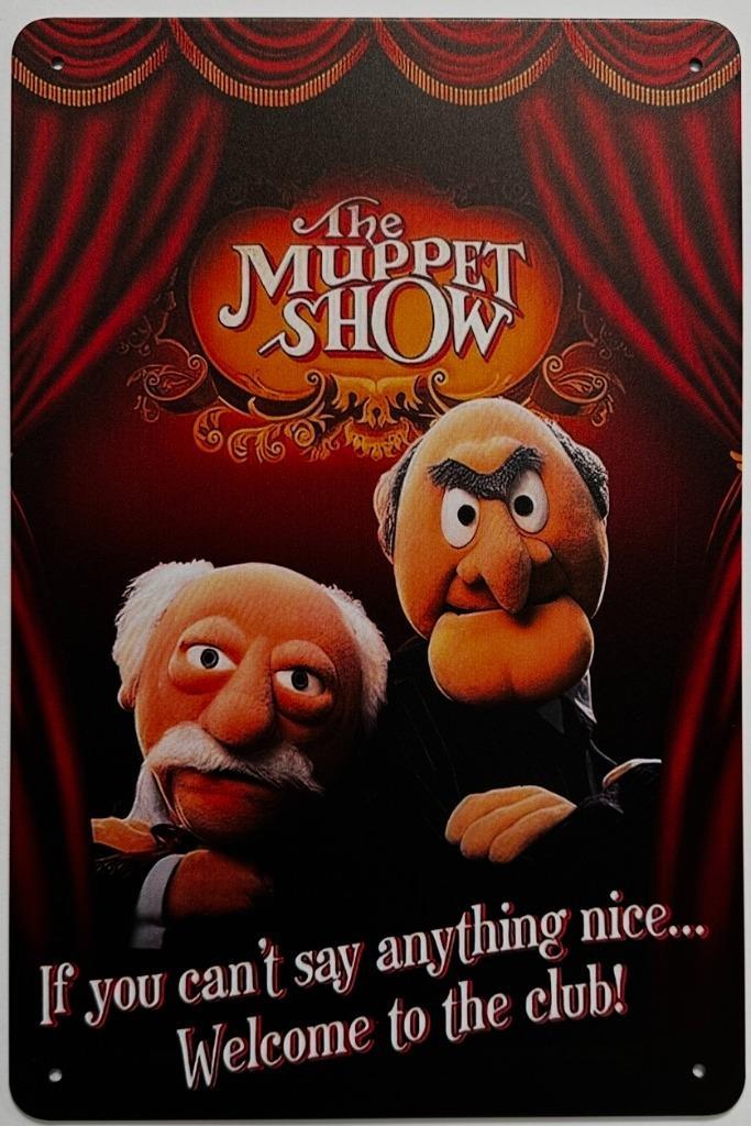 The Muppet Show Statler Waldorf reclamebord van metaal deco, Verzamelen, Film en Tv, Nieuw, Poster, Ophalen of Verzenden