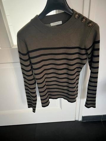 Mooie groene trui top shirt dames groen zwarte streep S / M beschikbaar voor biedingen
