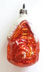 Oude Kerstbal: Huisje met Kalkoen ( oranje met sneeuw ), Diversen, Kerst, Ophalen of Verzenden