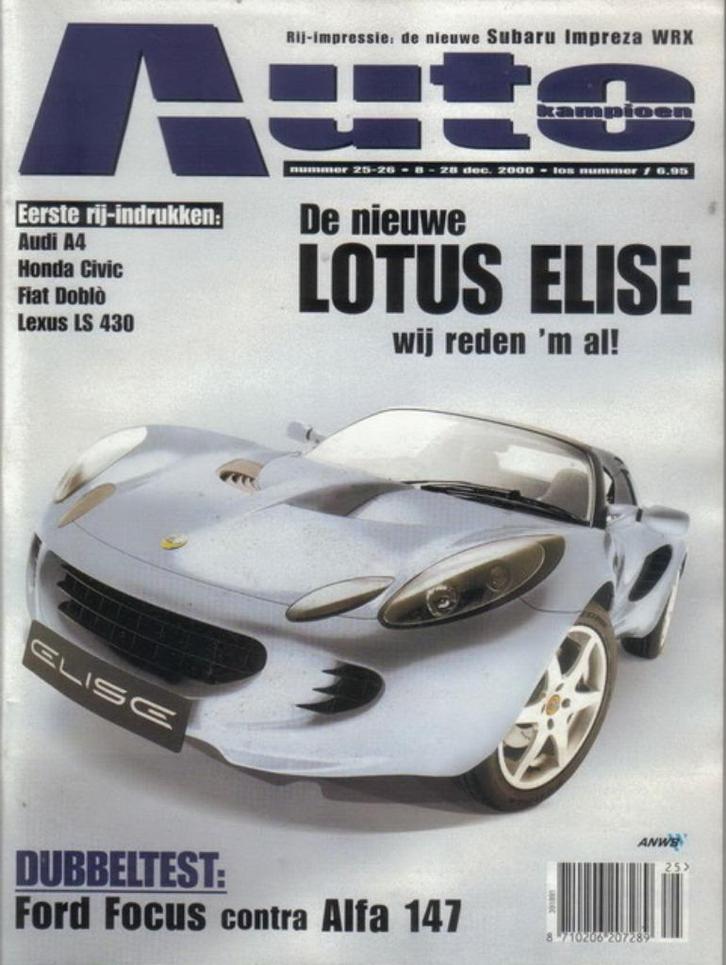Autokampioen 25/26 2000 : Lotus Elise - Subaru Impreza WRX, Boeken, Auto's | Folders en Tijdschriften, Gelezen, Algemeen, Ophalen of Verzenden