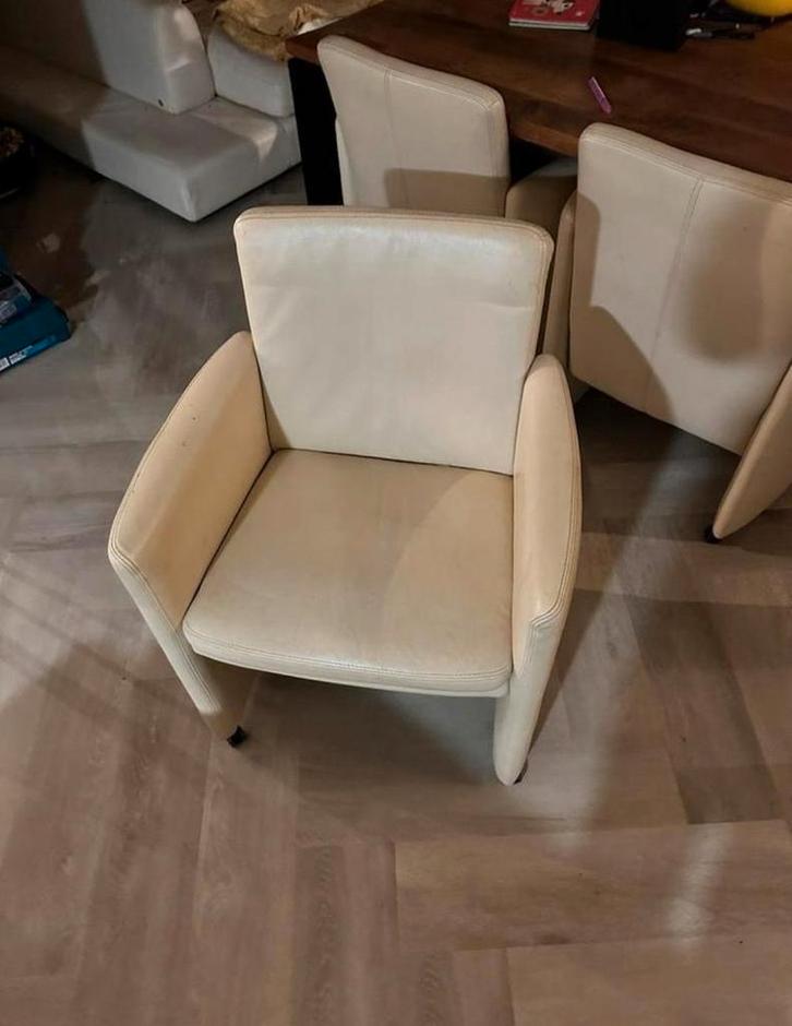 cream lederen van W. Schillig 1 x Eetkamerstoel /fauteuil, Huis en Inrichting, Stoelen, Zo goed als nieuw, Eén, Leer, Ophalen