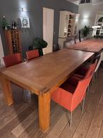 Massief eiken moderne Scandinavische tafel 10 personen., Ophalen, Gebruikt, Eikenhout, 200 cm of meer