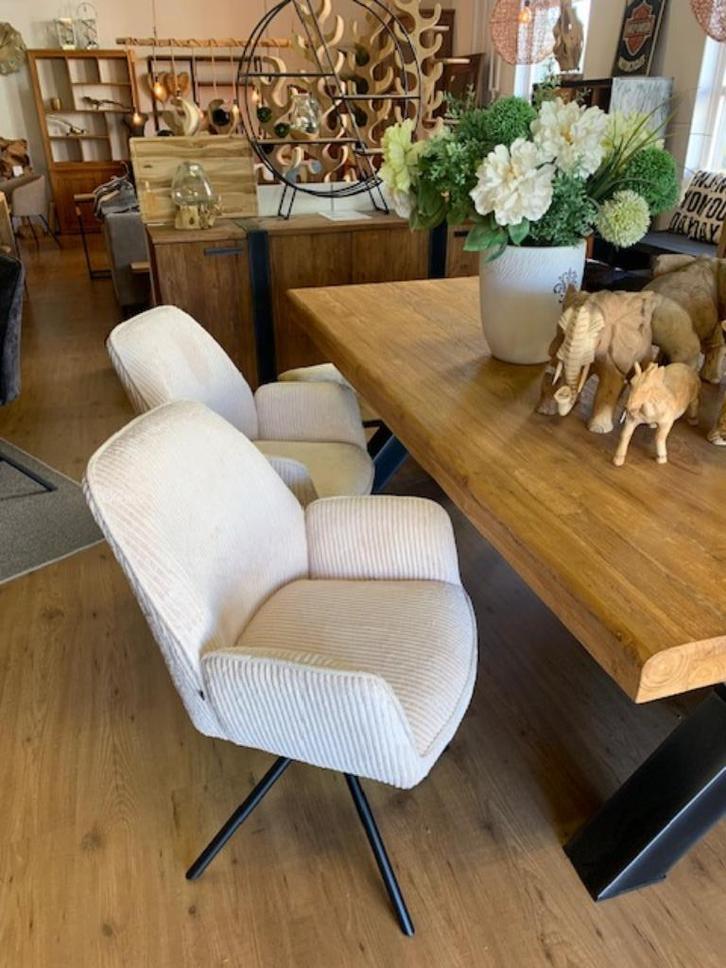 Stoel Rib stof 4 tinten + draaibaar, afname per 2 /p. stuk:, Huis en Inrichting, Stoelen, Nieuw, Metaal, Stof, Overige kleuren