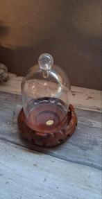 Glazen stolp met houten voet goor horloge, Ophalen of Verzenden