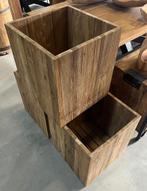 Plantenbak teak, grote bak, geborsteld, gerecycled teakhout, Tuin, Minder dan 60 cm, Vierkant, Nieuw