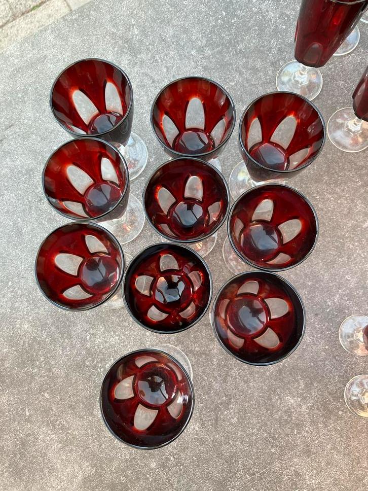 Gothic Ruby Rode Likeur Glazen, Antiek en Kunst, Antiek | Glas en Kristal, Ophalen of Verzenden