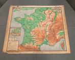 Oude schoolplaat van Frankrijk dubbelzijdig vintage retro, Antiek en Kunst, Antiek | Schoolplaten, Ophalen, Aardrijkskunde