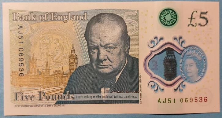(KC22) Engeland 5 pond ; UNC, Postzegels en Munten, Bankbiljetten | Europa | Niet-Eurobiljetten, Los biljet, Overige landen, Verzenden