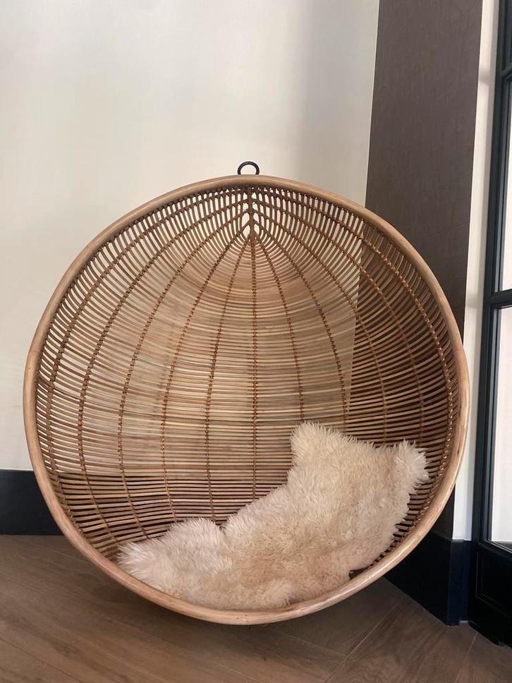 HK LIVING / Prachtig Hangei / Hangstoel XL, Huis en Inrichting, Stoelen, Zo goed als nieuw, Eén, Riet of Rotan, Bruin, Ophalen