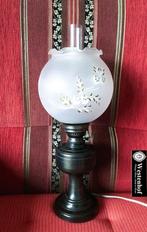 Brocante olielamp - tafellamp - elektrische olie lamp antiek, Ophalen of Verzenden, Glas, Antiek / klassiek, Minder dan 50 cm