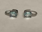 Zilveren oorbellen Aquamarijn en Topaas, Hangers, Zo goed als nieuw, Met edelsteen, Zilver