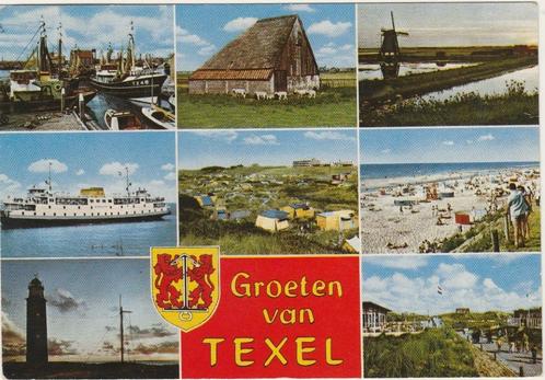 TEXEL Haven  Veerboot Vuurtoren Schapenboet Molen Strand, Verzamelen, Ansichtkaarten | Nederland, Gelopen, Waddeneilanden, 1960 tot 1980