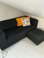 Zwarte tweezitsbank met hocker (Klippan) van Ikea, Ophalen, 150 tot 200 cm, Tweepersoons, 75 tot 100 cm