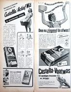 22 vintage advertenties Castella 50-57 zeep beauty schoonhei, Ophalen of Verzenden, Gebruikt, Reclamebord