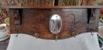 antieke kapstok met geslepen ovaal spiegeltje, Gebruikt, Minder dan 100 cm, Hout, Ophalen