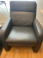 Comfortable mooie volledig lederen  grijze fauteuil, Ophalen, Zo goed als nieuw, 50 tot 75 cm, Leer