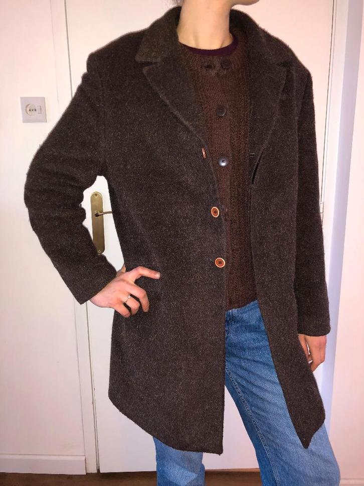 Wollen mantel bruin, Kleding | Dames, Jassen | Winter, Zo goed als nieuw, Maat 42/44 (L), Bruin, Ophalen of Verzenden