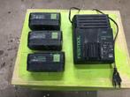 festool acculader + accu's, Ophalen, Gebruikt, Boor- en Schroefmachine