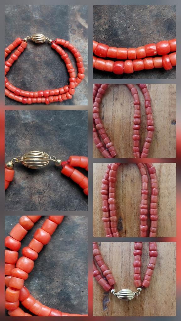 antieke bloedkoraal armband,14 krt gouden slotje,18 cm, Sieraden, Tassen en Uiterlijk, Antieke sieraden, Armband, Goud, Met edelsteen