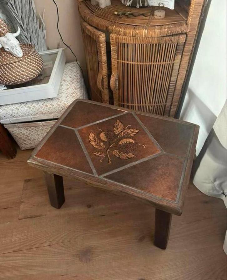 Salontafel met leisteenplateau / leisteen uit de jaren 80, Antiek en Kunst, Antiek | Meubels | Tafels, Ophalen of Verzenden