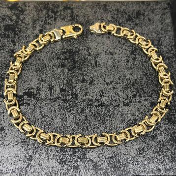 18k gouden armband plat koningsschakel massief beschikbaar voor biedingen