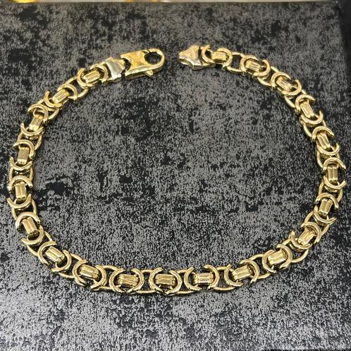 18k gouden armband plat koningsschakel massief, Sieraden, Tassen en Uiterlijk, Armbanden, Nieuw, Goud, Ophalen of Verzenden