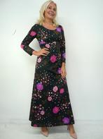 *Abfab Vintage Lange Zwarte 70's Jurk met Bloemen 38*, Maat 38/40 (M), Zwart, Ophalen of Verzenden, Zo goed als nieuw