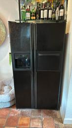 GE grote Amerikaanse koelkast zwart, 60 cm of meer, 200 liter of meer, Gebruikt, 160 cm of meer
