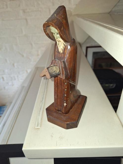 Houten Monnik Beeld, Antiek en Kunst, Kunst | Beelden en Houtsnijwerken, Ophalen of Verzenden