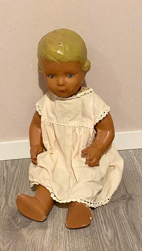 Antieke papier Mache pop 🪭43 cm, Verzamelen, Poppen, Gebruikt, Pop, Ophalen of Verzenden