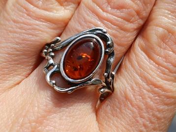 Vanoli 925 zilveren ring amber / barnsteen maat 19,5 beschikbaar voor biedingen